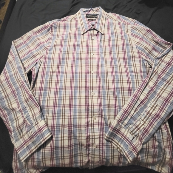 Like New Purple/White/Blue - Nick Graham plaid Dress Shirt 17-17.5 - Picture 1 of 2